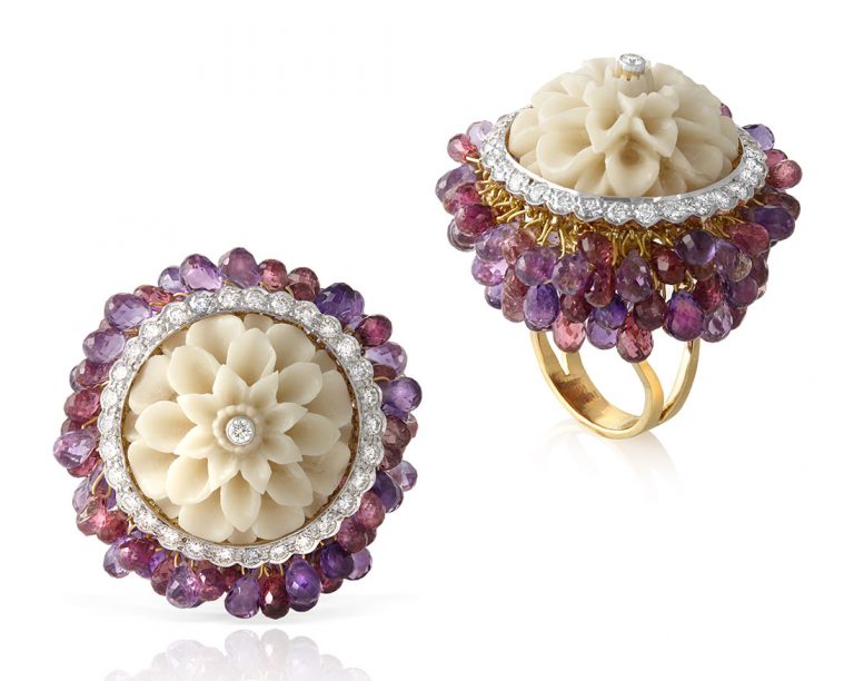 Ajoomal Carved Tagua Nut ring