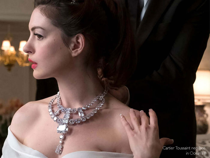 Anne Hathaway with Cartier Toussaint necklace in Ocean's 8