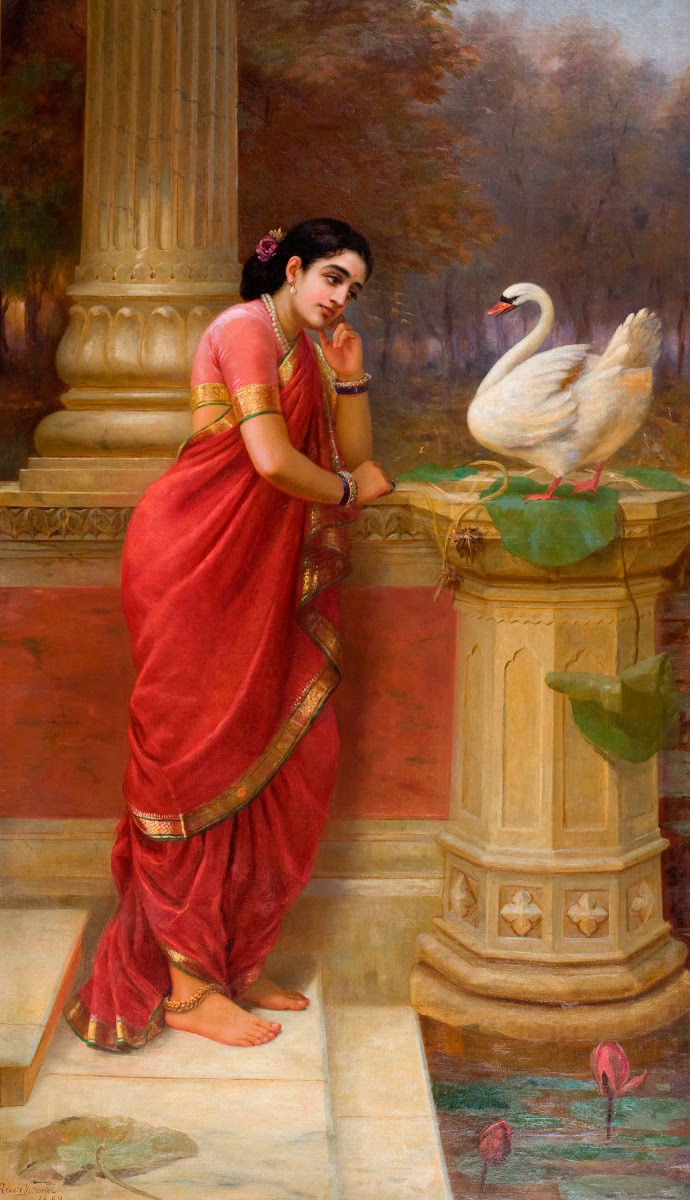 Damyanti & Hansa by Raja Ravi Varma