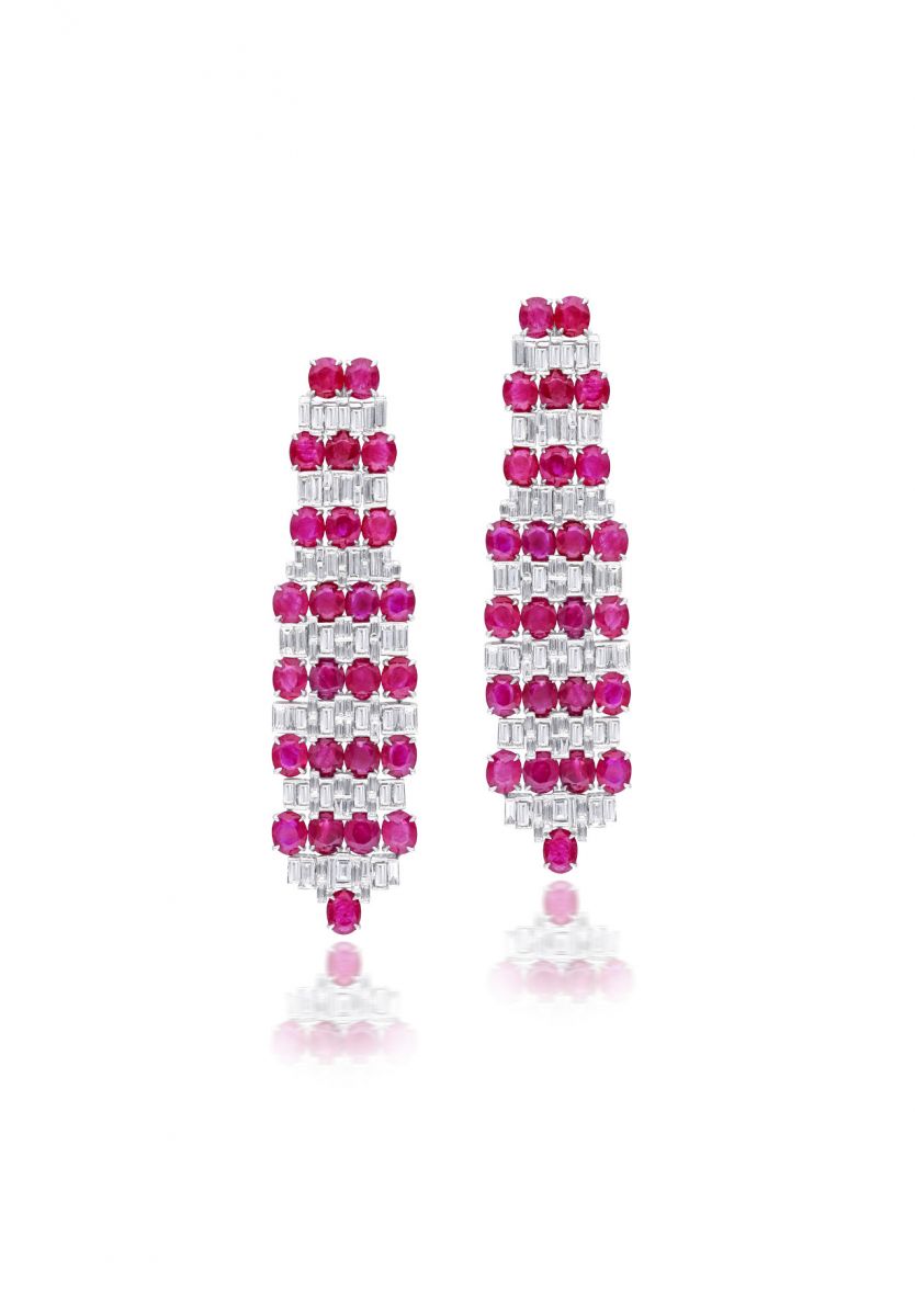Renu Oberoi Art Deco Ruby and Diamond earrings