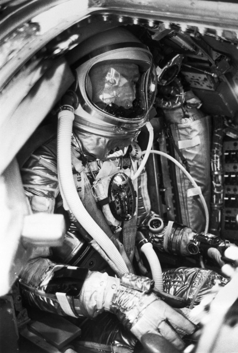 Scott Carpenter wearing Breitling Navitimer Cosmonaute