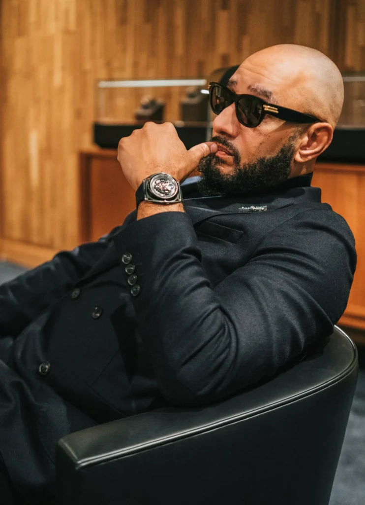 Swizz Beatz wearing De Bethune DB Kind of Two GMT