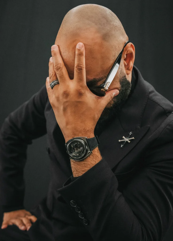 Swizz Beatz wearing De Bethune DB Kind of Two GMT