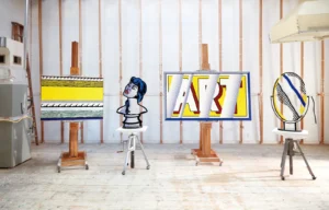 Roy Lichtenstein artwork pictured in his Southampton Studio